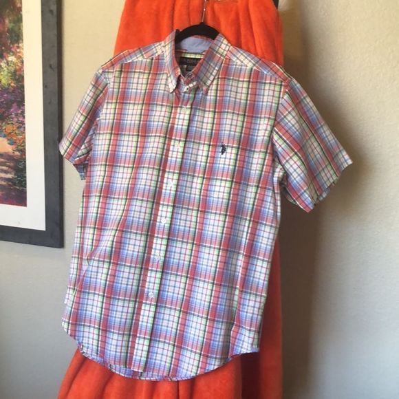 #115 NWOT Colorful Plaid Button Down Short Sleeve Shirt - Picture 3 of 17
